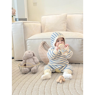 Bodysuit len có mũ kẻ sọc dễ thương cho bé
