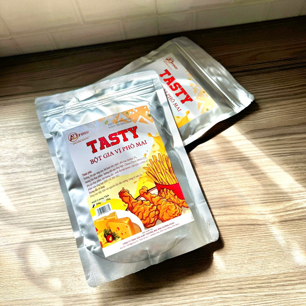 Combo 2 gói bột phô mai Tasty 500g ADFOOD – dùng là gia vị cho các món chiên, rán, gà rán, khoai lang