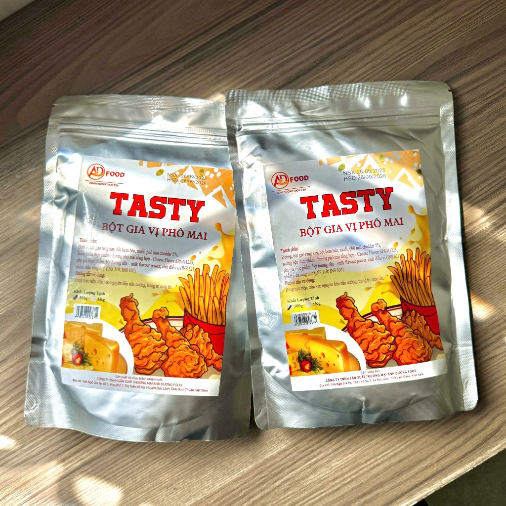 Combo 2 gói bột phô mai Tasty 500g ADFOOD – dùng là gia vị cho các món chiên, rán, gà rán, khoai lang
