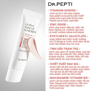 Kem Chống Nắng Nâng Tone, Kiềm Dầu Dr.Pepti UV Plus Tone Up Sunscreen SPF50+ PA++++ 50ml mẫu mới - Bebeau