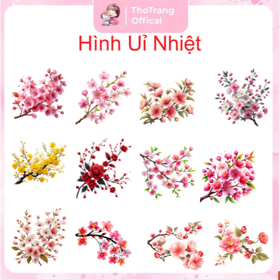 [HỎA TỐC] Hình ủi nhiệt quần áo mẫu HOA ANH ĐÀO nhiều mẫu,nhiều size, ủi tại nhà bằng bàn ủi