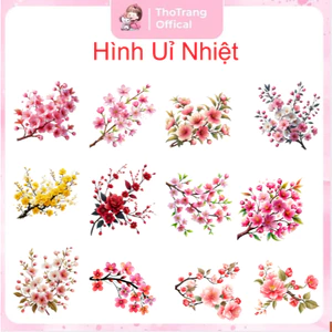 Hình ủi nhiệt quần áo mẫu HOA ANH ĐÀO nhiều mẫu,nhiều size, ủi tại nhà bằng bàn ủi