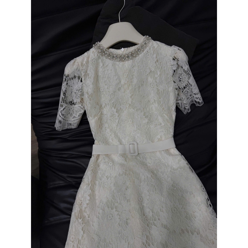 NH CLOTHER - đầm ren dáng ôm cổ tròn cổ điển