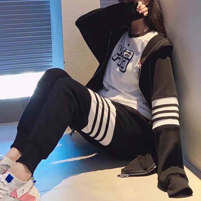 Quần áo thu đông nam nữ, Bộ nỉ nam nữ, Bộ thể thao nam nữ thu đông chất nỉ ( BỘ NỈ BỐN SỌC ) L1