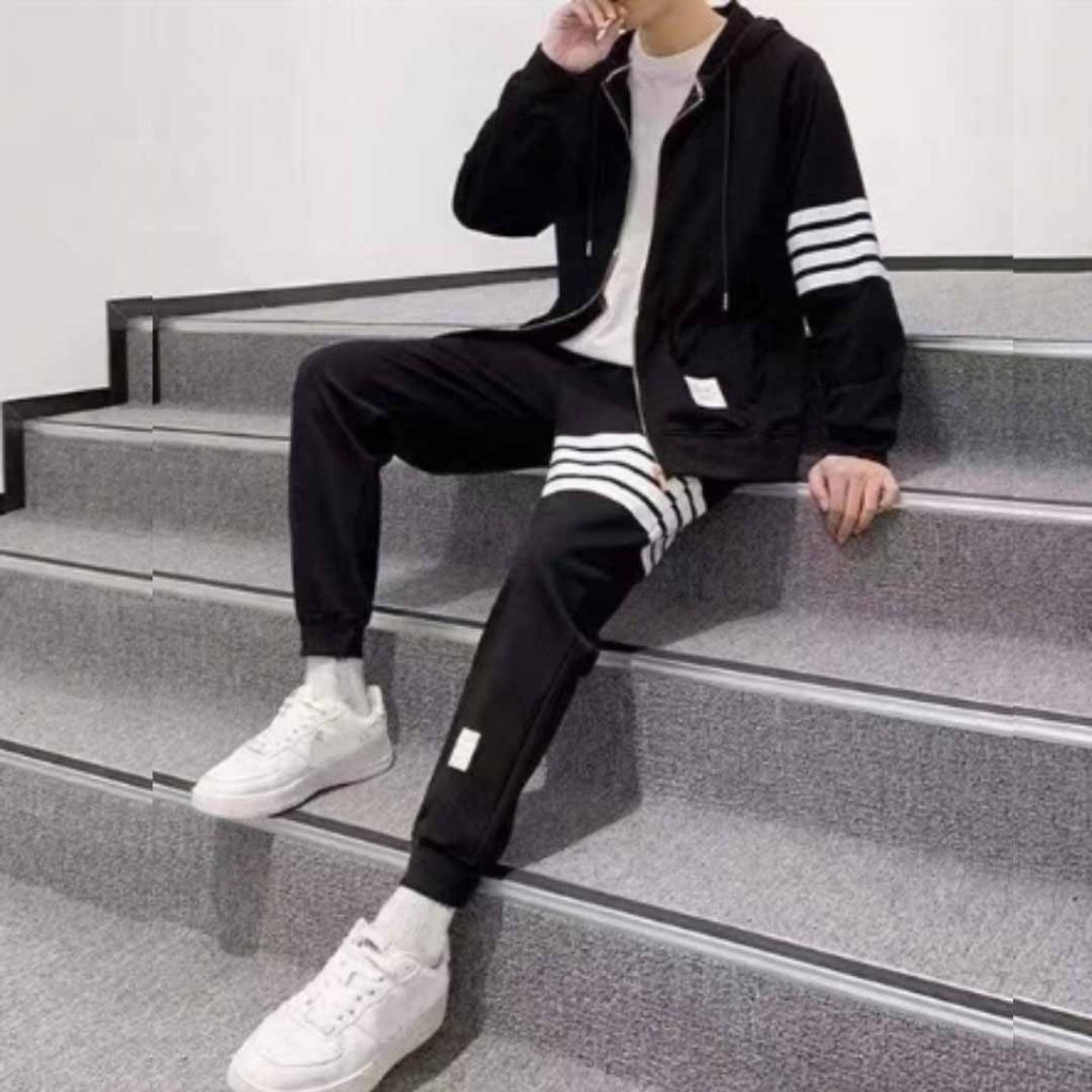 Quần áo thu đông nam nữ, Bộ nỉ nam nữ, Bộ thể thao nam nữ thu đông chất nỉ ( BỘ NỈ BỐN SỌC ) L1