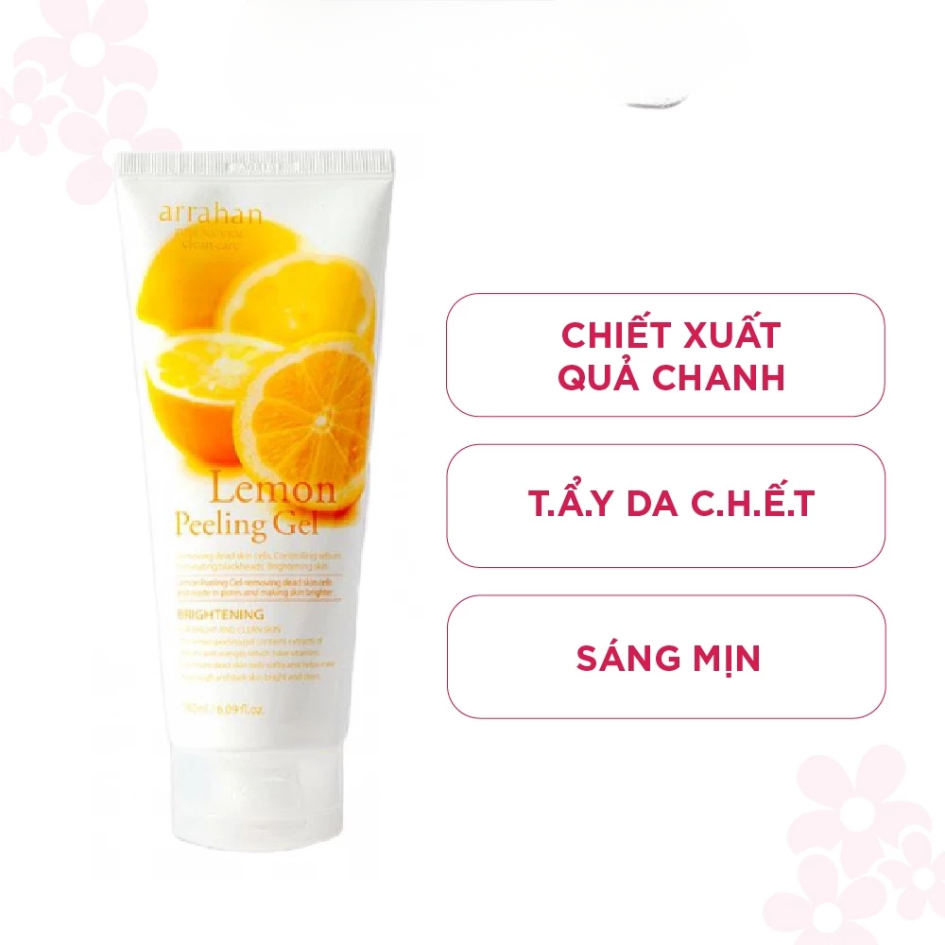 Gel tẩy da chết Arrahan Lemon Peeling Gel 180ml Hàn Quốc, tẩy tế bào chết Chanh làm sáng đều màu da