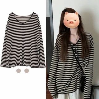 Áo Len  Kẻ Đen Trắng Dệt Kim Cổ V Tay Lơi Oversize Hiện Đại(Kèm Ảnh Video SHop Quay)