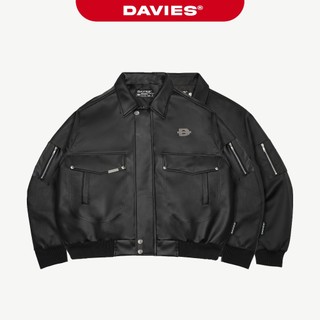 Áo khoác bomber croptop nhiều túi DAVIES logo inox cổ bẻ bo chun dù, da túi hộp tay áo Double Box Bomber Jacket | D-AK8