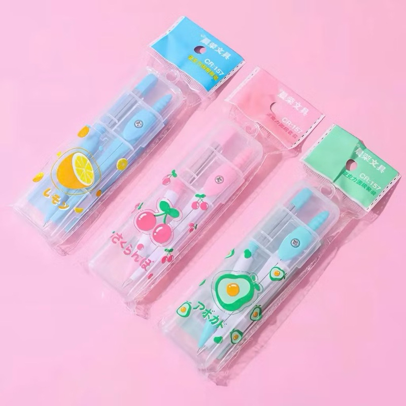 [Top Value]( Hộp 12 cây ) Compa kèm chì chuốt dễ thương - Mẫu trái cây ...