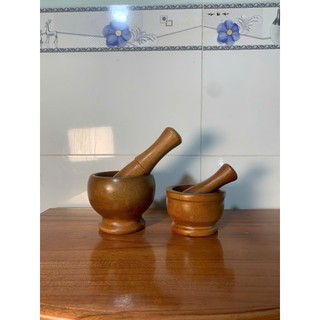 Bộ Chày Cối Gỗ TÍ HON - Bộ Chạy Cối Gỗ Mini Giã Gia Vị, Tỏi, Ớt, Thuốc Bắc, Đồ Chơi Decor Trang Trí