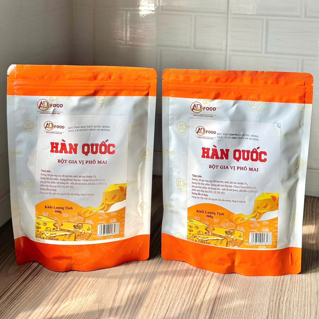 Combo 2 gói bột phô mai Hàn Quốc Hồng 500g  ADFOOD – dùng làm gia vị cho các món snack, khoai chiên, gà rán