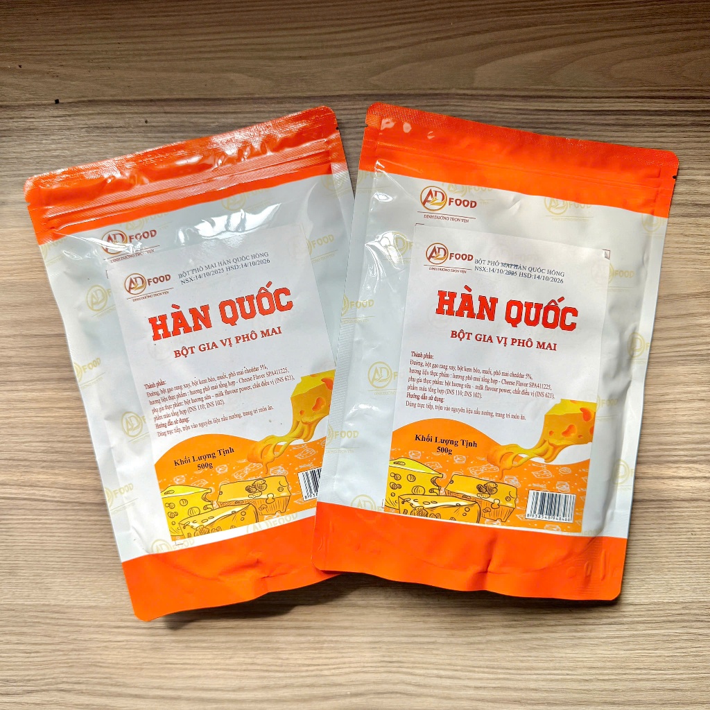 Combo 2 gói bột phô mai Hàn Quốc Hồng 500g  ADFOOD – dùng làm gia vị cho các món snack, khoai chiên, gà rán