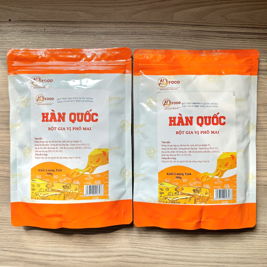 Combo 2 gói bột phô mai Hàn Quốc Hồng 500g  ADFOOD – dùng làm gia vị cho các món snack, khoai chiên, gà rán