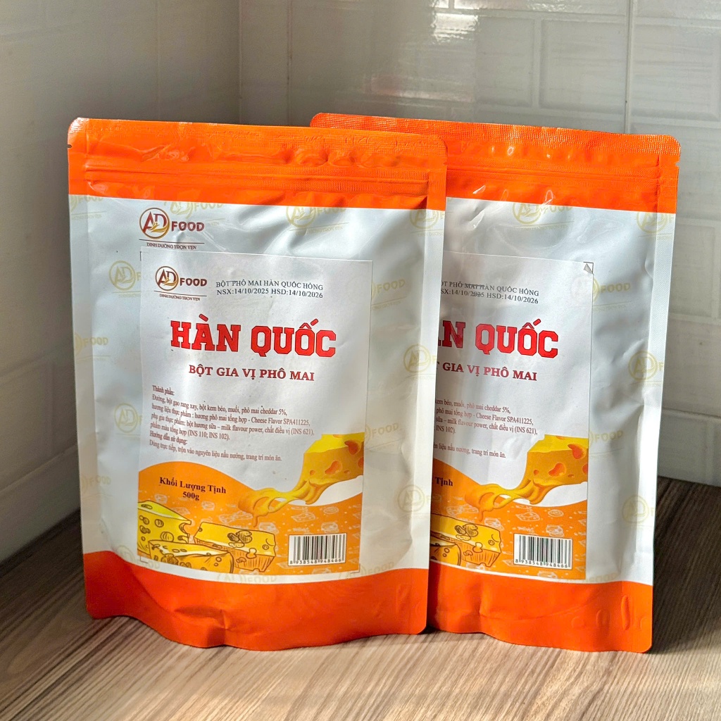 Combo 2 gói bột phô mai Hàn Quốc Hồng 500g  ADFOOD – dùng làm gia vị cho các món snack, khoai chiên, gà rán