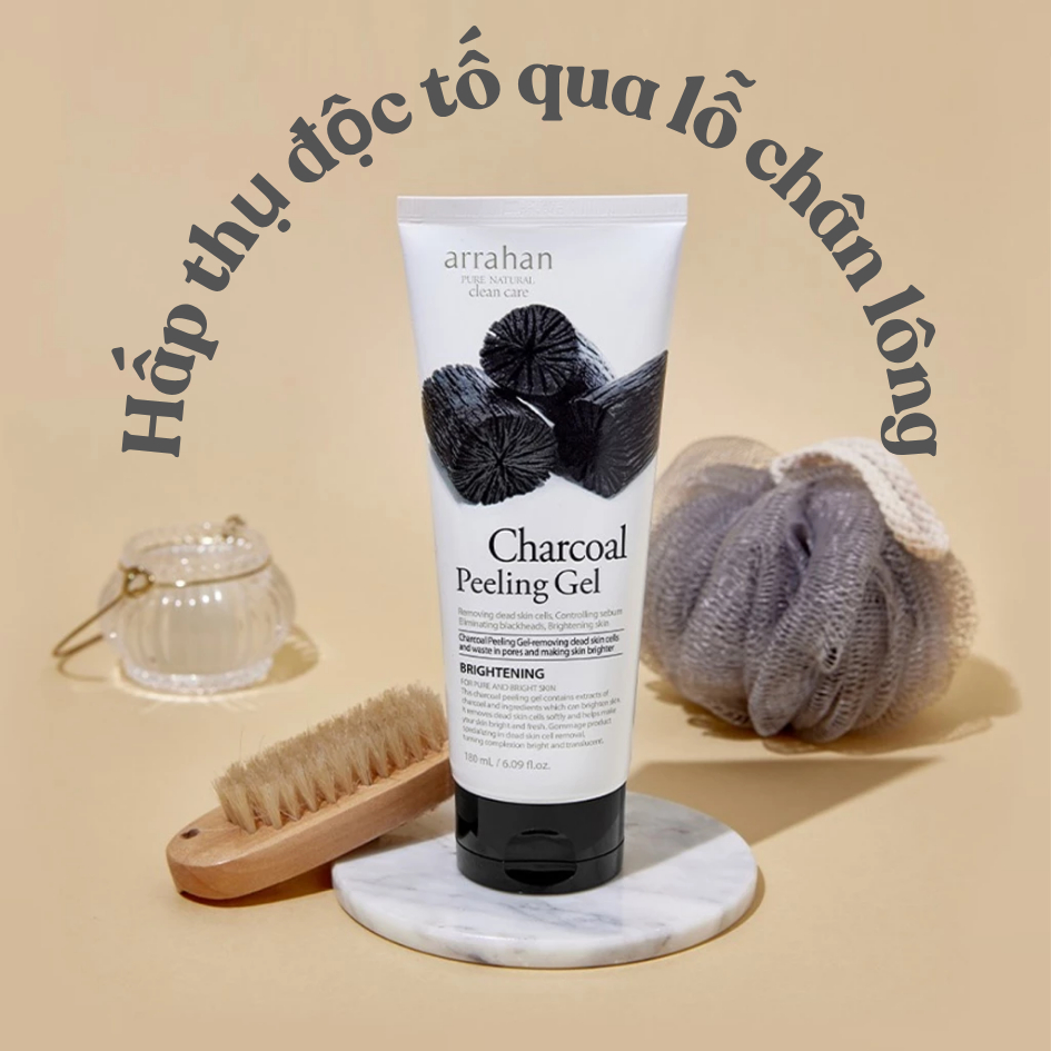 Tẩy Da Chết Arrahan Charcoal Peeling Gel - Hương Than Hỗ Trợ Da Sáng, Mịn Màng Hàn Quốc 180ml