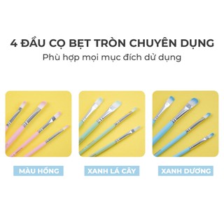 Bộ Cọ Vẽ Màu Nước Màu Bột Acrylic Gouache Chuyên Nghiệp Set 4 Cọ Vẽ Tranh Tô Màu Phác Hoạ Cụ