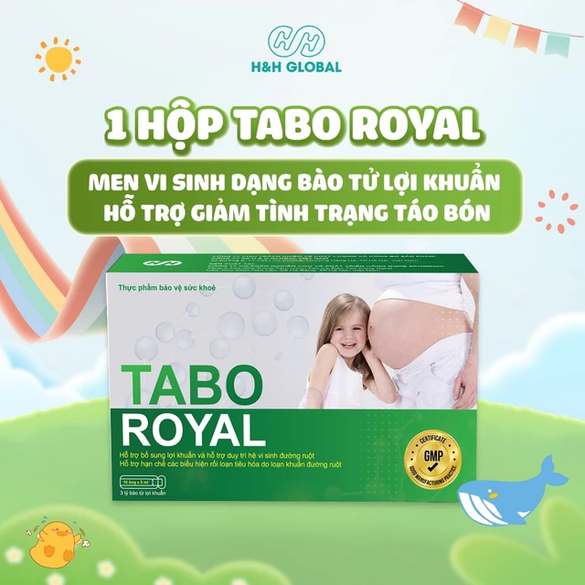 Bào Tử Lợi Khuẩn Nhuận Tràng TABO - Hỗ Trợ Táo Bón Đi Tiêu Dễ Dàng, An Toàn Cho Bé, Mẹ Bầu, Người Có Tuổi – 10Ống x 30Tỷ