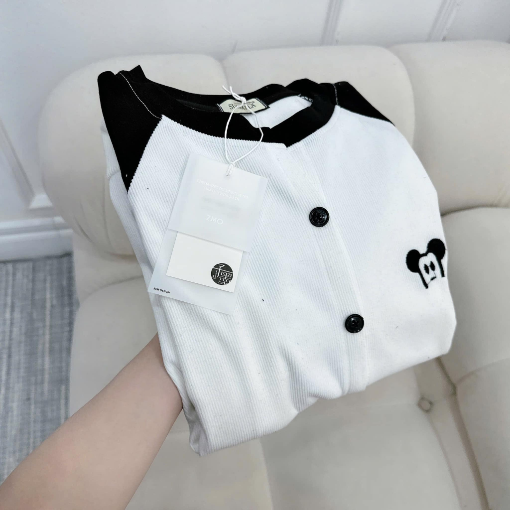 Set đồ nữ, đồ bộ nữ DONNA HCOM3358 áo mickey phối đen trắng mix quần kẻ siêu xinh