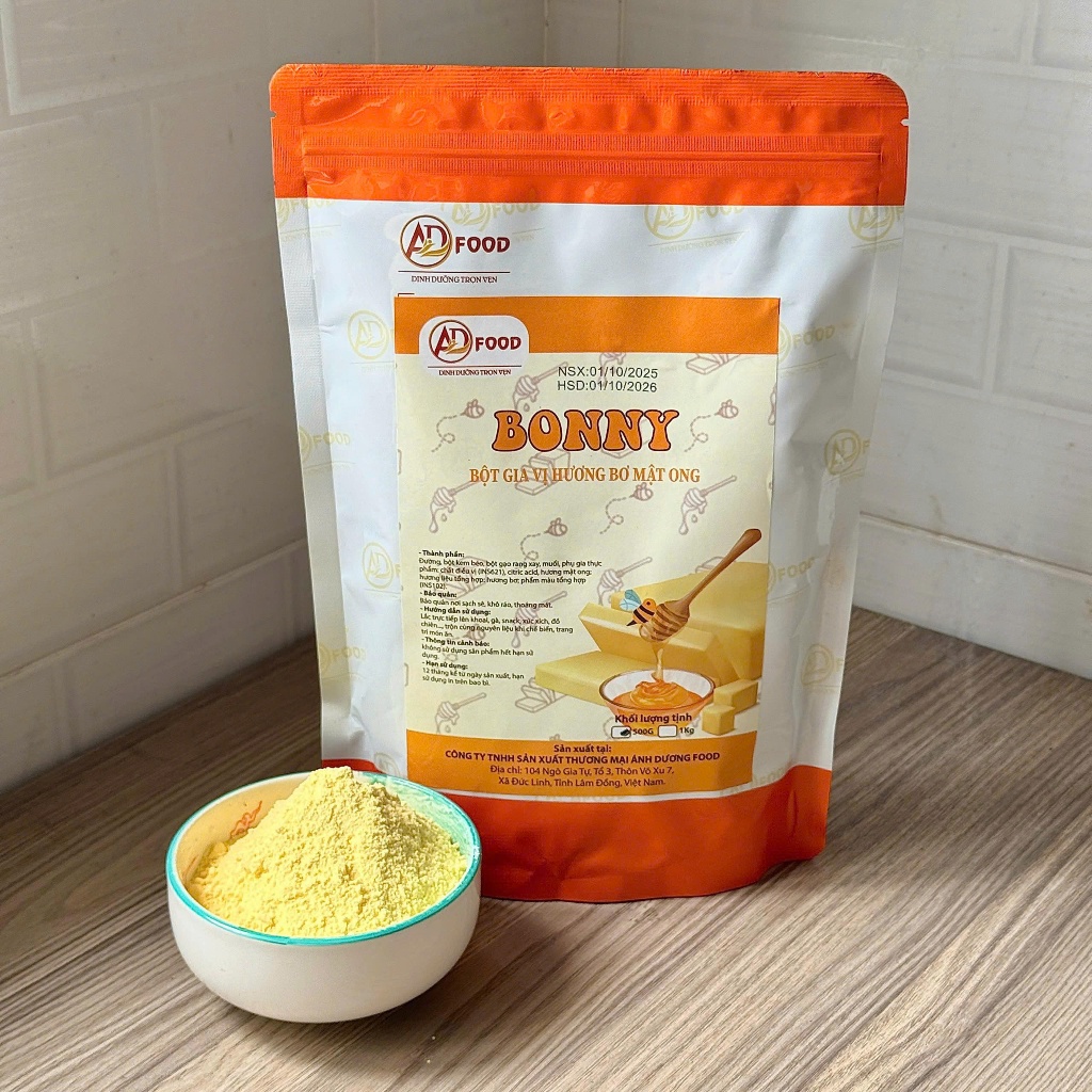 500g Bột lắc gia vị hương bơ mật ong Bonny – dùng làm gia vị cho các món chiên, snack và trang trí món ăn