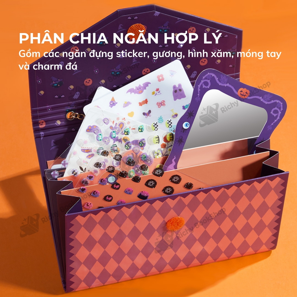 Hình xăm cho bé, dán móng tay phát sáng Mideer Halloween dress up sticker pack