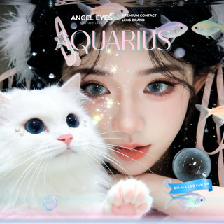 Lens xanh có độ cận 0-8 Aquarius N'Rosa cho mắt thở cao cấp Angel Eyes phân phối, kính giãn tròng xanh có viền 14.5mm