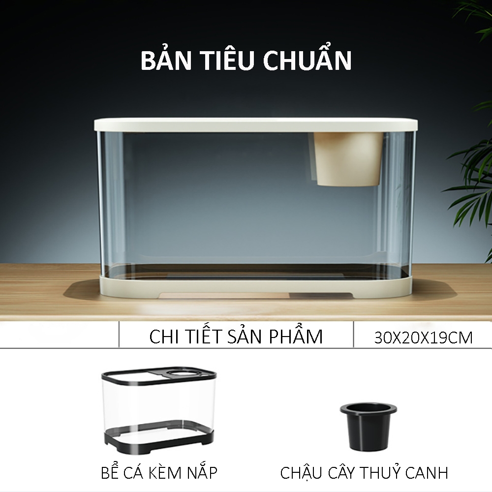 Bể cá mini nhựa acrylic siêu trong phụ kiện bao gồm có đèn led và máy lọc tiện lợi dễ sử dụng