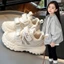 Giày Sneaker Trẻ Em Cao Cấp, Giày Thể Thao Bé Gái Trắng Ánh Kim, Đế Cao Su Chống Trượt, Quai Dán Tiện Lợi