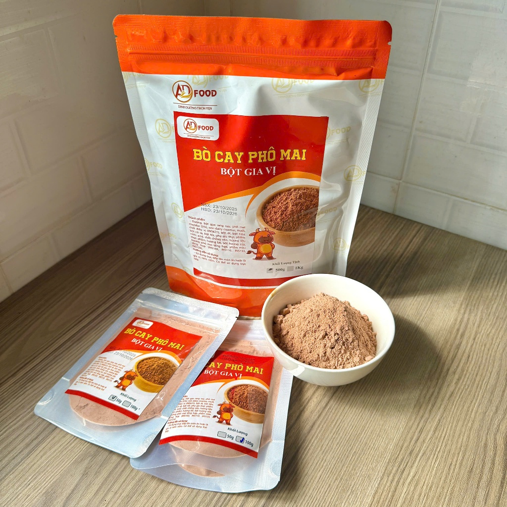 1 kg Bột lắc vị bò cay phô mai ADFOOD – dùng làm gia vị cho các món chiên, ướp thịt và trang trí món ăn