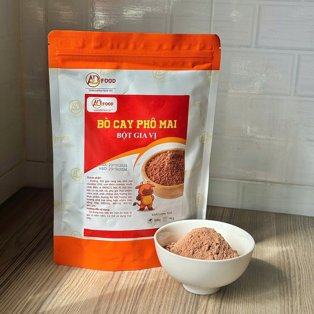 1 kg Bột lắc vị bò cay phô mai ADFOOD – dùng làm gia vị cho các món chiên, ướp thịt và trang trí món ăn