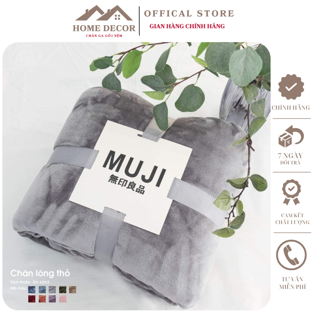 [GIÁ MỞ BÁN] Chăn lông tuyết Muji cao cấp loại 1, chăn lông thỏ siêu mềm mịn không xổ lông kích thước 2mx2m3