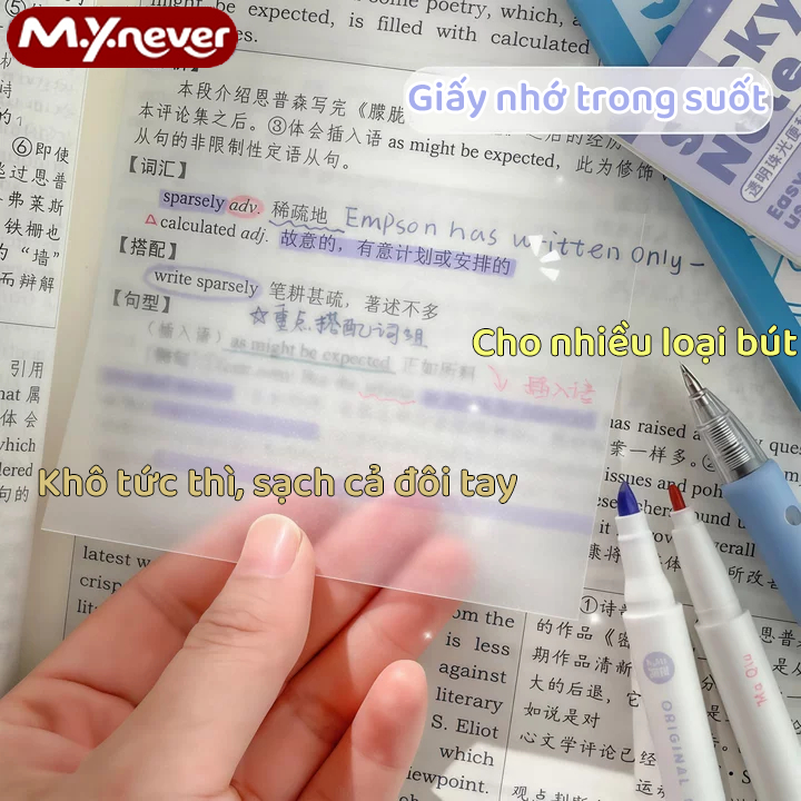 Set 50 Giấy Note Trong Suốt M.Y.Never – Chống Nước, Keo Dính Chắc ...