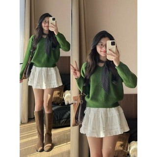 Áo len lông thỏ dáng rộng cổ tim - 247store