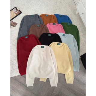 Áo len nữ lông thỏ mềm cổ V dáng lửng basic THE BARNET 247store Áo len nữ Hàn Quốc form đẹp ấm áp mùa đông 5582