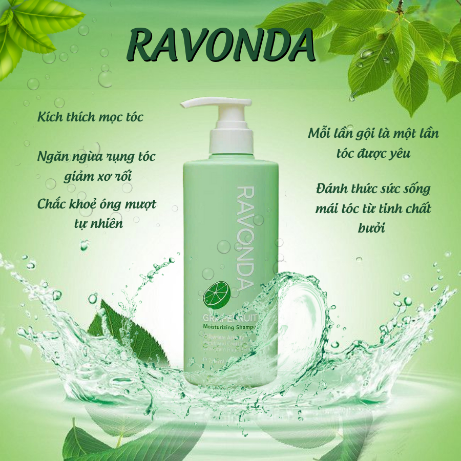 Cặp Dầu Gội Xả Bưởi RAVONDA 750ml | Dưỡng Tóc Mềm Mượt, Sạch Thoáng Cho Tóc Khô Xơ