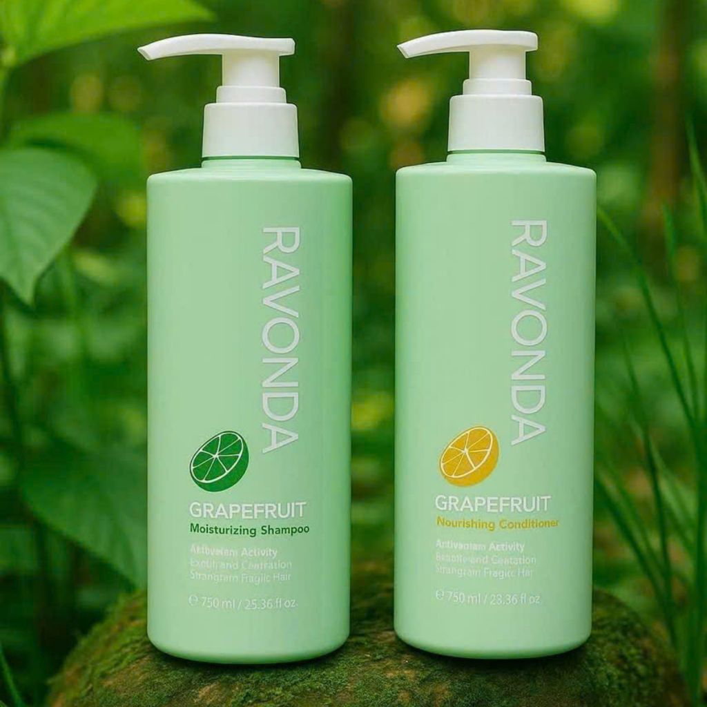 Cặp Dầu Gội Xả Bưởi RAVONDA 750ml | Dưỡng Tóc Mềm Mượt, Sạch Thoáng Cho Tóc Khô Xơ