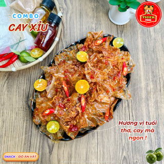 COMBO CAY XỈU Bánh Tráng Trộn TIGER FOOD Set Bánh Tráng Phơi Sương Trộn Muối Sặc Ớt Rim Hành Phi Dầu Tỏi Tắc, Siêu Cay