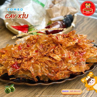 COMBO CAY XỈU Bánh Tráng Trộn TIGER FOOD Set Bánh Tráng Phơi Sương Trộn Muối Sặc Ớt Rim Hành Phi Dầu Tỏi Tắc, Siêu Cay