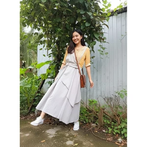 ĐẦM LINEN MÀU BE ÁNH XANH 2HAND NHẬT