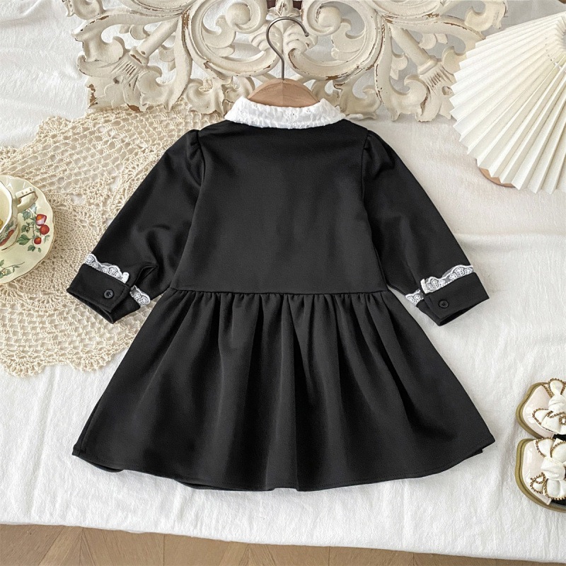 Váy Cho Tiểu Thư Dài Tay Cho Bé HANIA KIDS Phối Ren Cổ Nơ Thanh Lịch Chất Mềm Mịn Cao Cấp