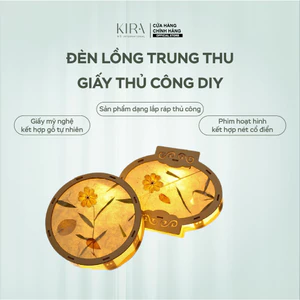 Đèn lồng trung thu giấy thủ công DIY – đèn lồng gỗ thỏ trăng hoa phong cách cổ điển cho bé