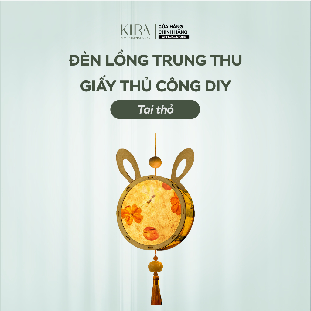 Đèn lồng trung thu giấy thủ công DIY – đèn lồng gỗ thỏ trăng hoa phong cách cổ điển cho bé