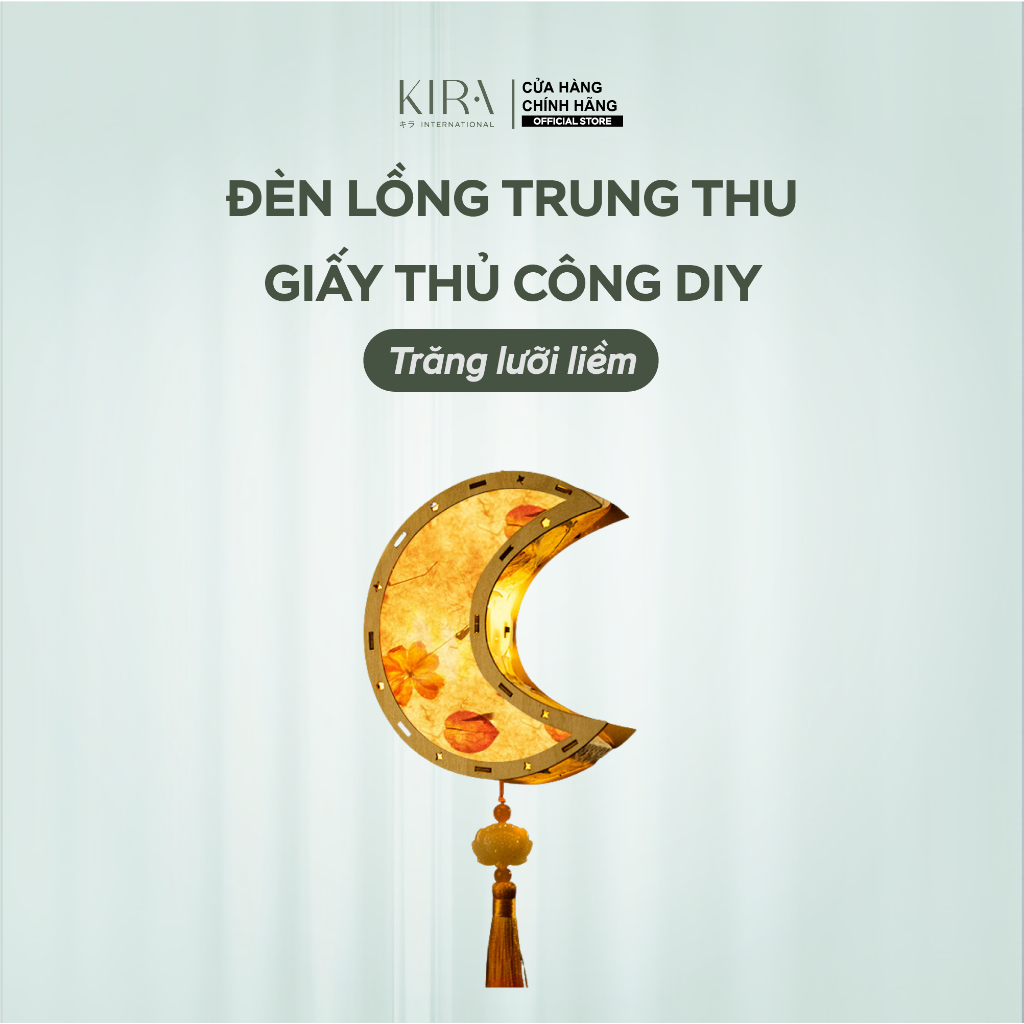 Đèn lồng trung thu giấy thủ công DIY – đèn lồng gỗ thỏ trăng hoa phong cách cổ điển cho bé