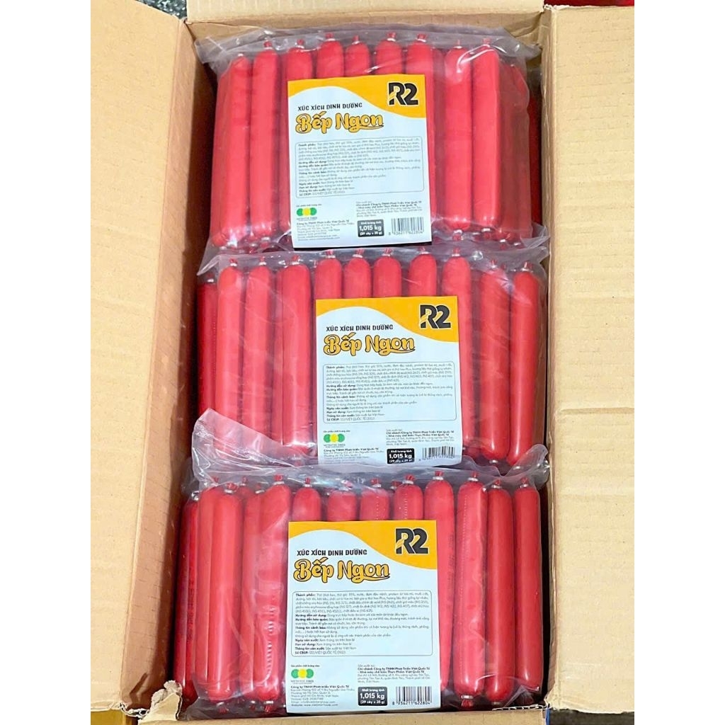 (Siêu Sales) THÙNG 6 KG XÚC XÍCH DINH DƯỠNG BẾP NGON R2 TIỆN LỢI (THÙNG 6 TÚI 172 CÂY/35G)