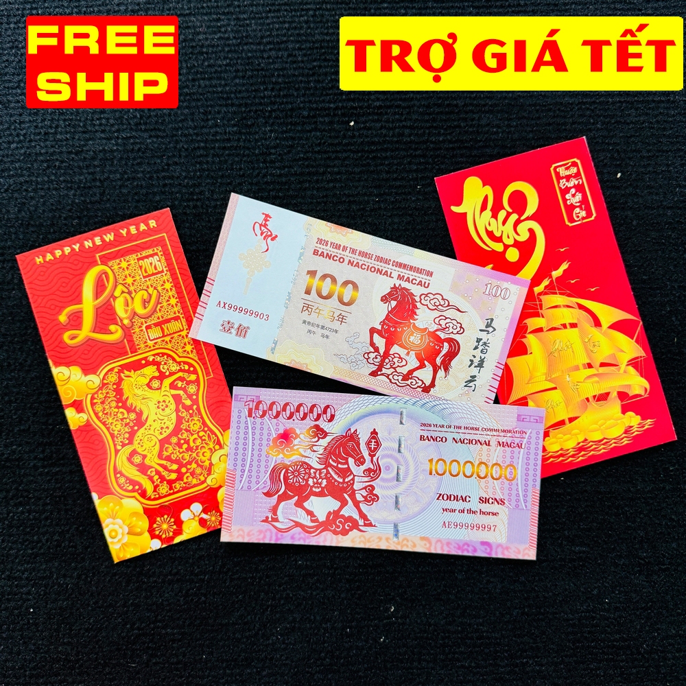 Tờ tiền 100 Đô Macao hình con Ngựa lưu niệm lì xì tết 2026