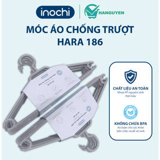 Set 10 móc áo chống trượt Inochi Hara 186 – thiết kế hai thanh chống trượt, treo váy áo dây tiện lợi