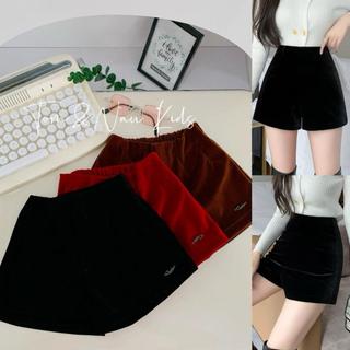 Q2-[tomnaukid] Quần Short Nhung bé gái đính nhãn cực kỳ sang - Size 8-30Kg