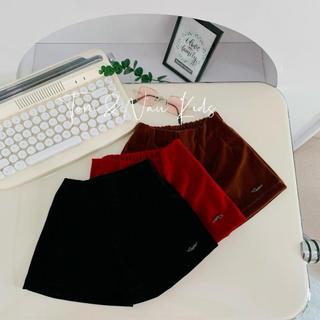 Q2-[tomnaukid] Quần Short Nhung bé gái đính nhãn cực kỳ sang - Size 8-30Kg