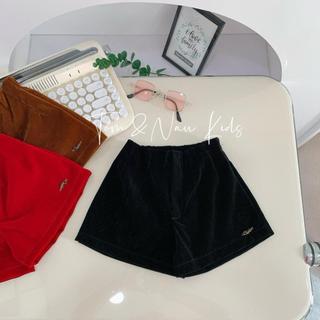 Q2-[tomnaukid] Quần Short Nhung bé gái đính nhãn cực kỳ sang - Size 8-30Kg