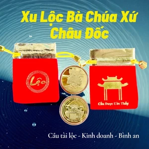 ⭐LỘC BÀ⭐ Đồng Xu Bà Chúa Châu Đốc Mạ Vàng , Rước Tài Lộc Làm Ăn Phát Tài , Kèm túi Cầu Được Ước Thấy