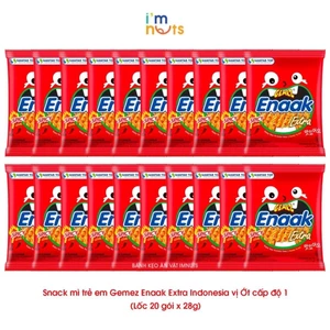 siêu sale_Snack mì trẻ em Enaak Indonesia vị cay cấp độ 1 20 gói x 28 g Mì Đỏ Enaak